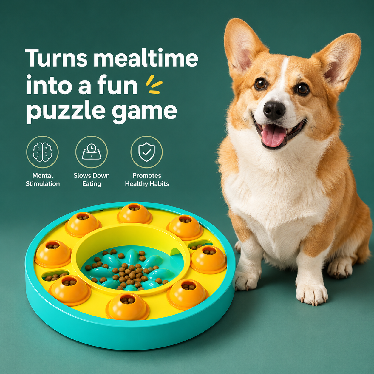 Fun Slow Feeder Puzzle Bowl for Smart Dogs